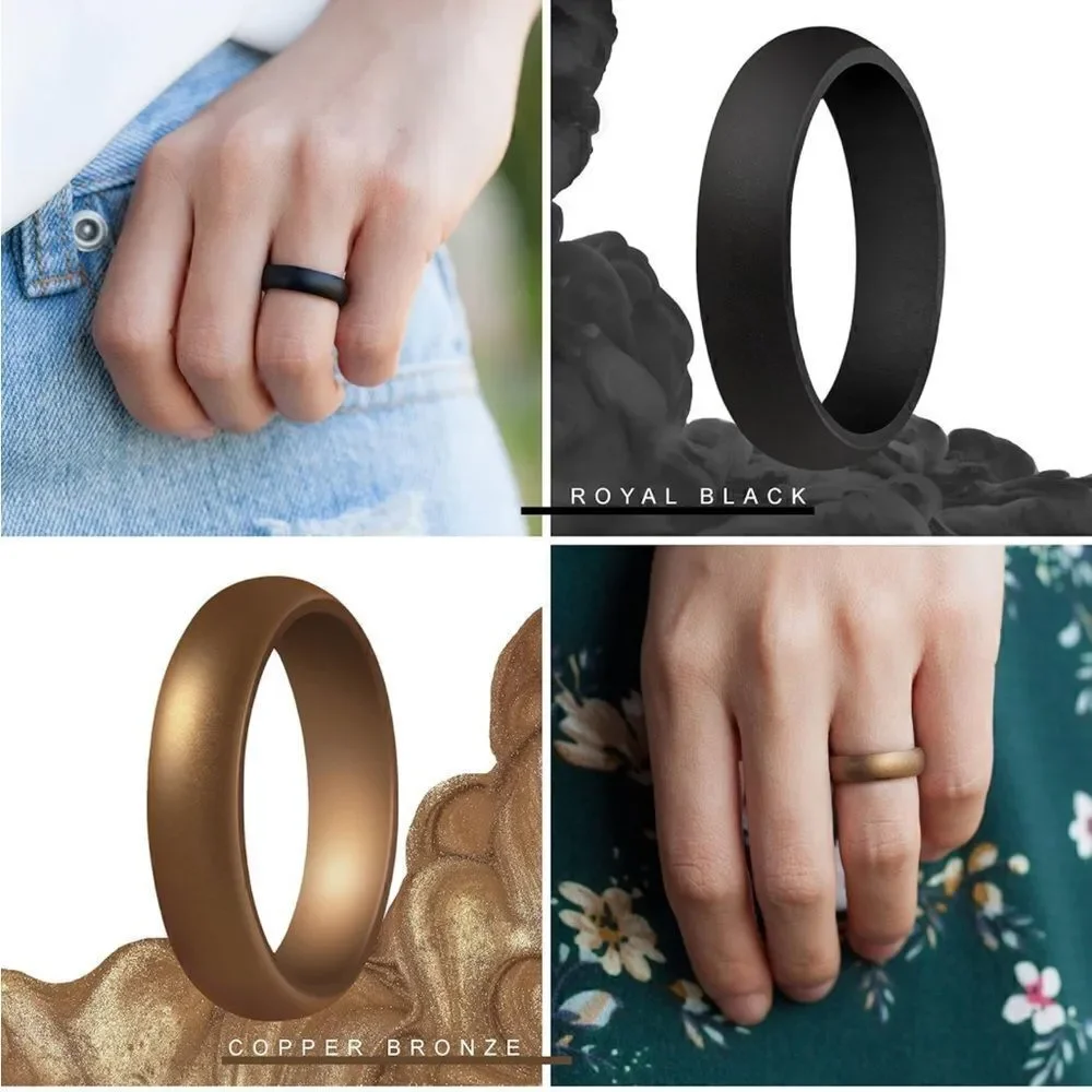 Silicone Wedding Bands Pack of 7